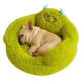 Funny Green Dog Cuddle Bed | Anti-Stress Plush Bed for Deep Relaxation