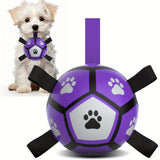 Interactive Dog Soccer Ball Toy – Durable Rubber Training Ball with Tug Straps
