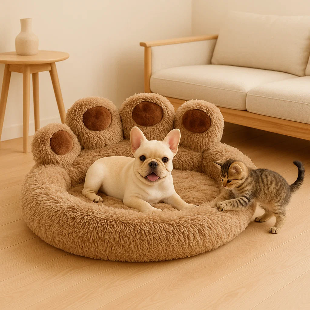 Fluffy Paw Dog Bed | Soft Washable Plush Sofa for Dogs and Cats