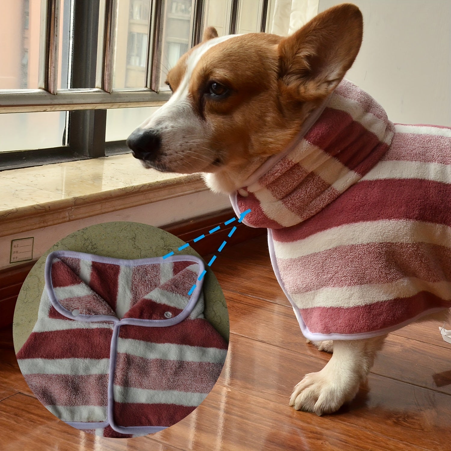 Quick Dry Dog Bathrobe Towel Coat – Super Absorbent Dog Drying Robe with Adjustable Strap