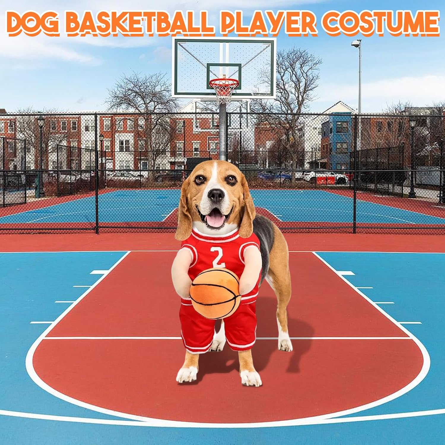 Dog Basketball Costume with Ball | Funny Sports Outfit - Cute Pet Costume
