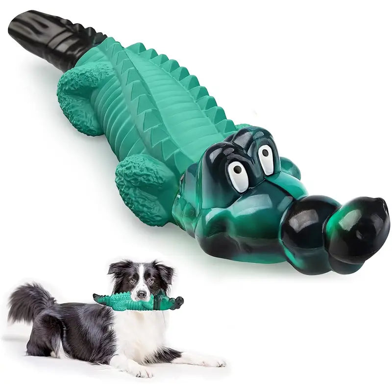 Durable Green Crocodile Dog Toy | Tough Chew Toy for Strong Chewers