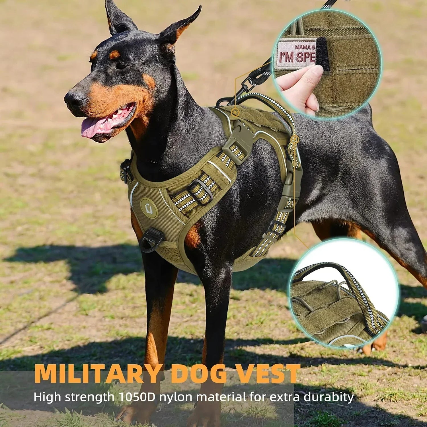 Adjustable Anti-Pull Dog Harness | Tactical MOLLE System - Reflective & Secure Fit